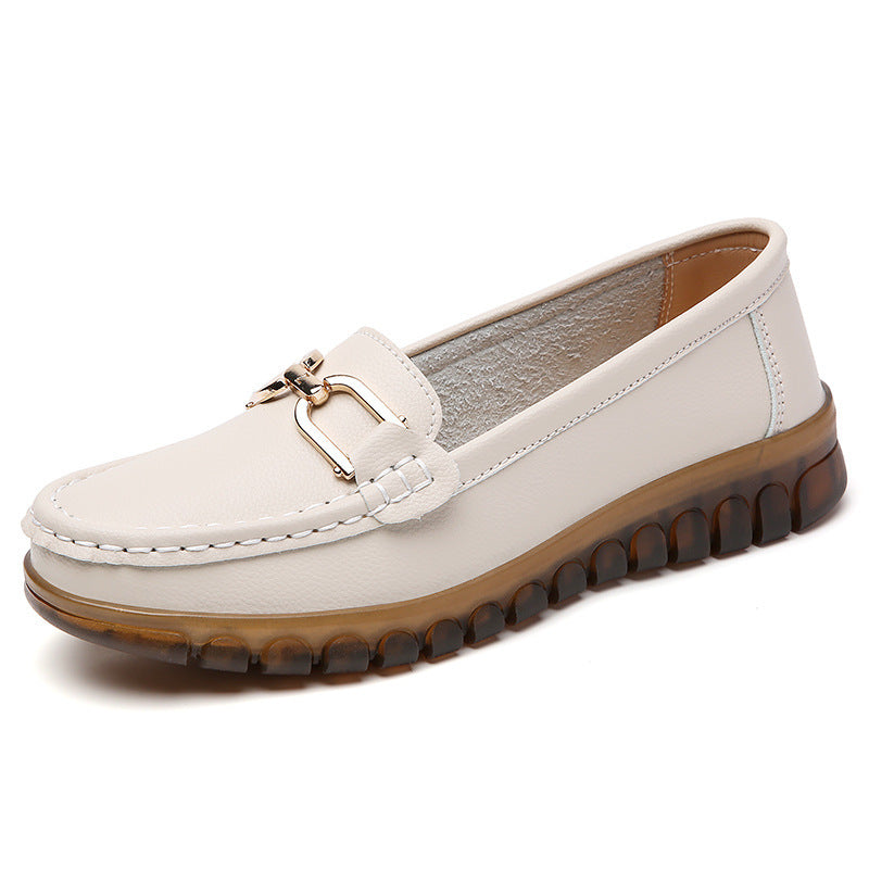 Flat Women's Leisure Thin Soft Bottom Slip-on Comfortable Middle-aged And Elderly Peas Shoes