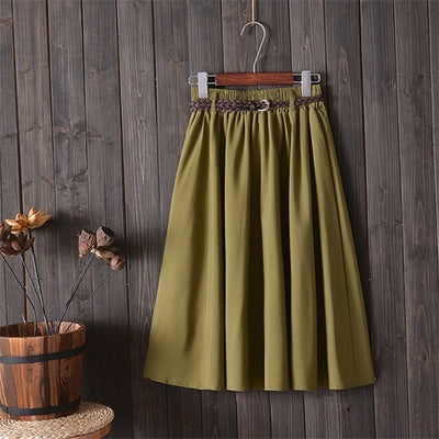 Small Literary A-Line Skirt Women Half-Length Skirt