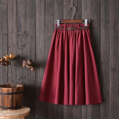 Small Literary A-Line Skirt Women Half-Length Skirt