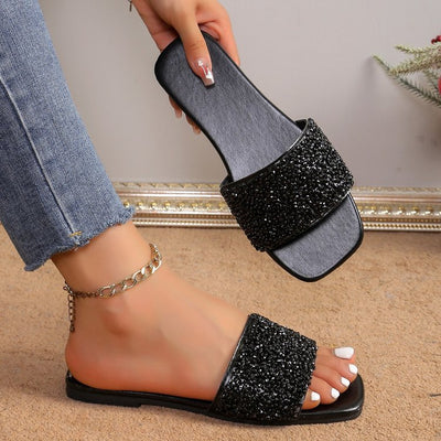 Fashion Personality Pearl Flat Slippers Women