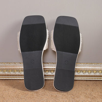 Fashion Personality Pearl Flat Slippers Women