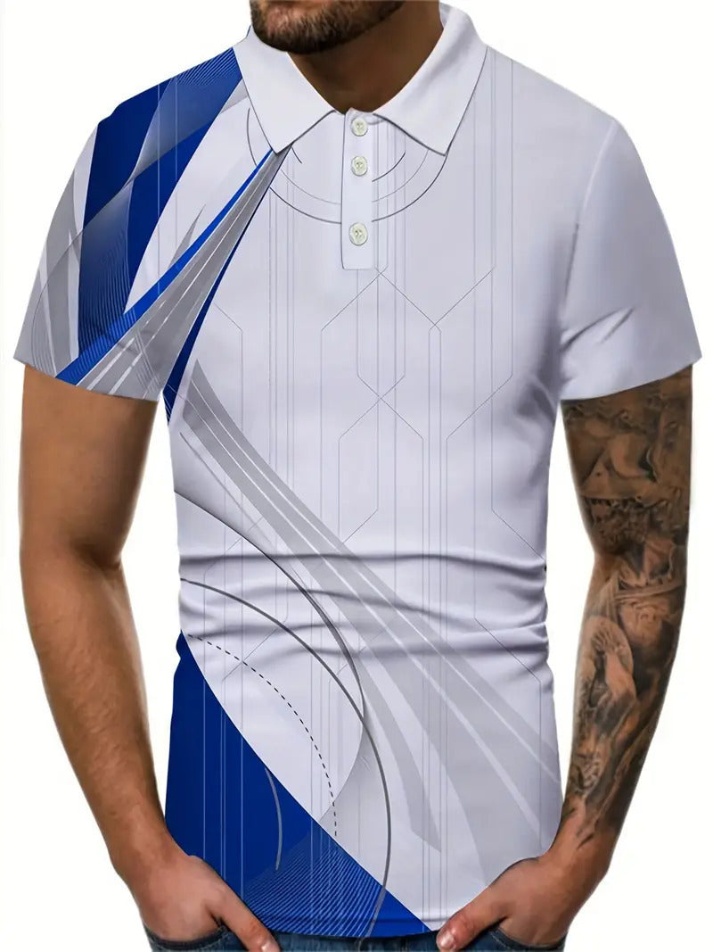 Men's Short-sleeved Button Lapel Polo Shirt