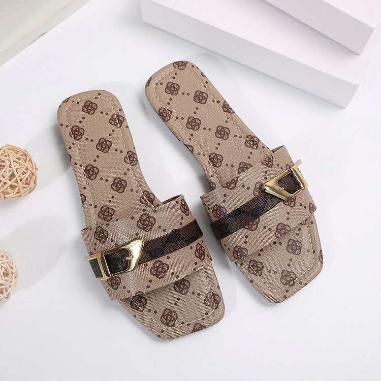 Women's Flat Letter Cloth Slippers