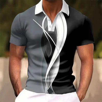 Men's Short-sleeved Button Lapel Polo Shirt