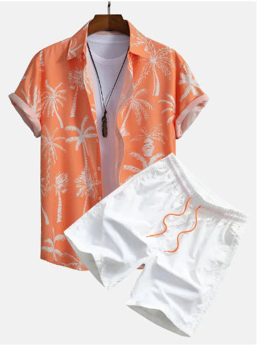 Cardigan Casual Printed Short Sleeves Shirt Beach Suit Men