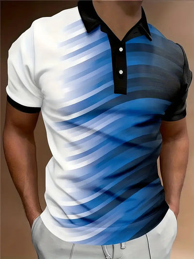 Men's Short-sleeved Button Lapel Polo Shirt